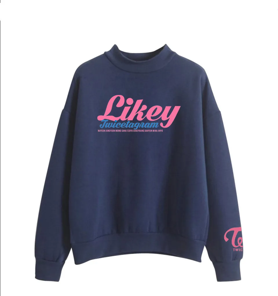 Свободная водолазка с принтом Kpop Женский пуловер в стиле Харадзюку двойная