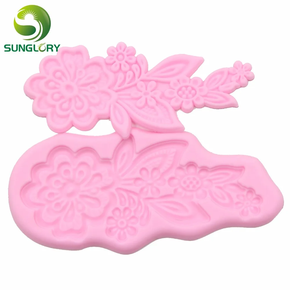 Форма для выпечки 3D Fondant силиконовая формочка в виде цветов кружевная форма