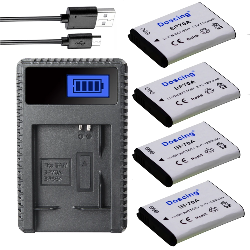Аккумулятор Doscing 4X для SAMSUNG AQ100 DV150F ES65 ES67 ES70 ES71 ES73 ES74 ES75 ES80 MV800|Цифровые