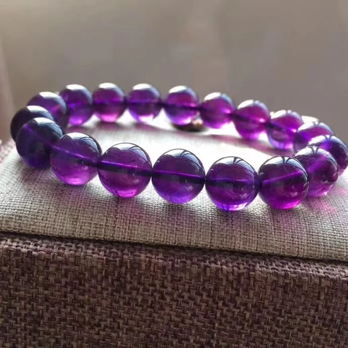 

Genuine Natural Purple Amethyst Chatoyant Man Women Power 8-14mm Amethyst Uruguay Round Beads Bracelets AAAAA Drop Shipping