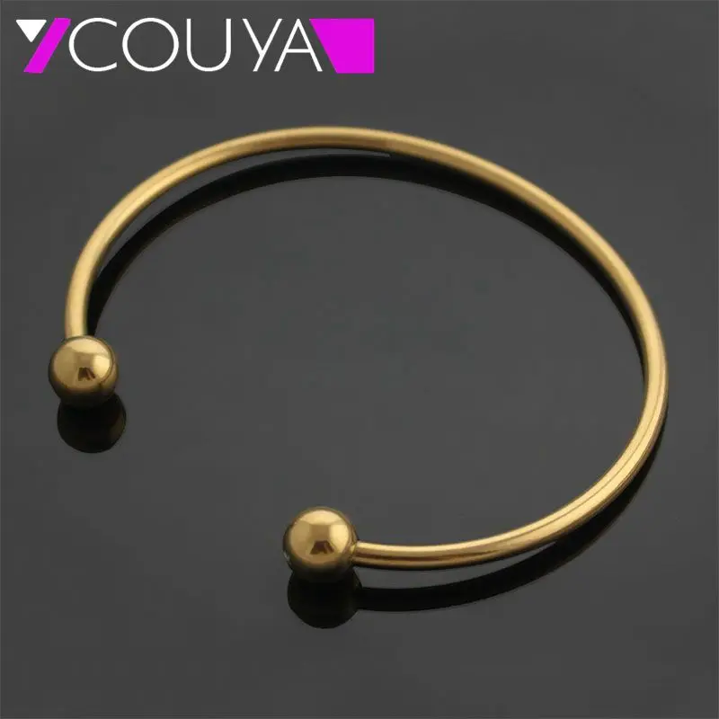 COUYA Newborn bracelets gold color steel bead bracelet jonc argent women carter simple thin fine &amp bangles A10055 | Украшения и