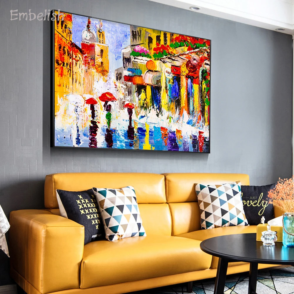 

Embelish 1 Pieces Colorful Rainy Night Landscape HD Canvas Oil Paintings For Living Room Modern Home Decor Wall Pictures Artwork