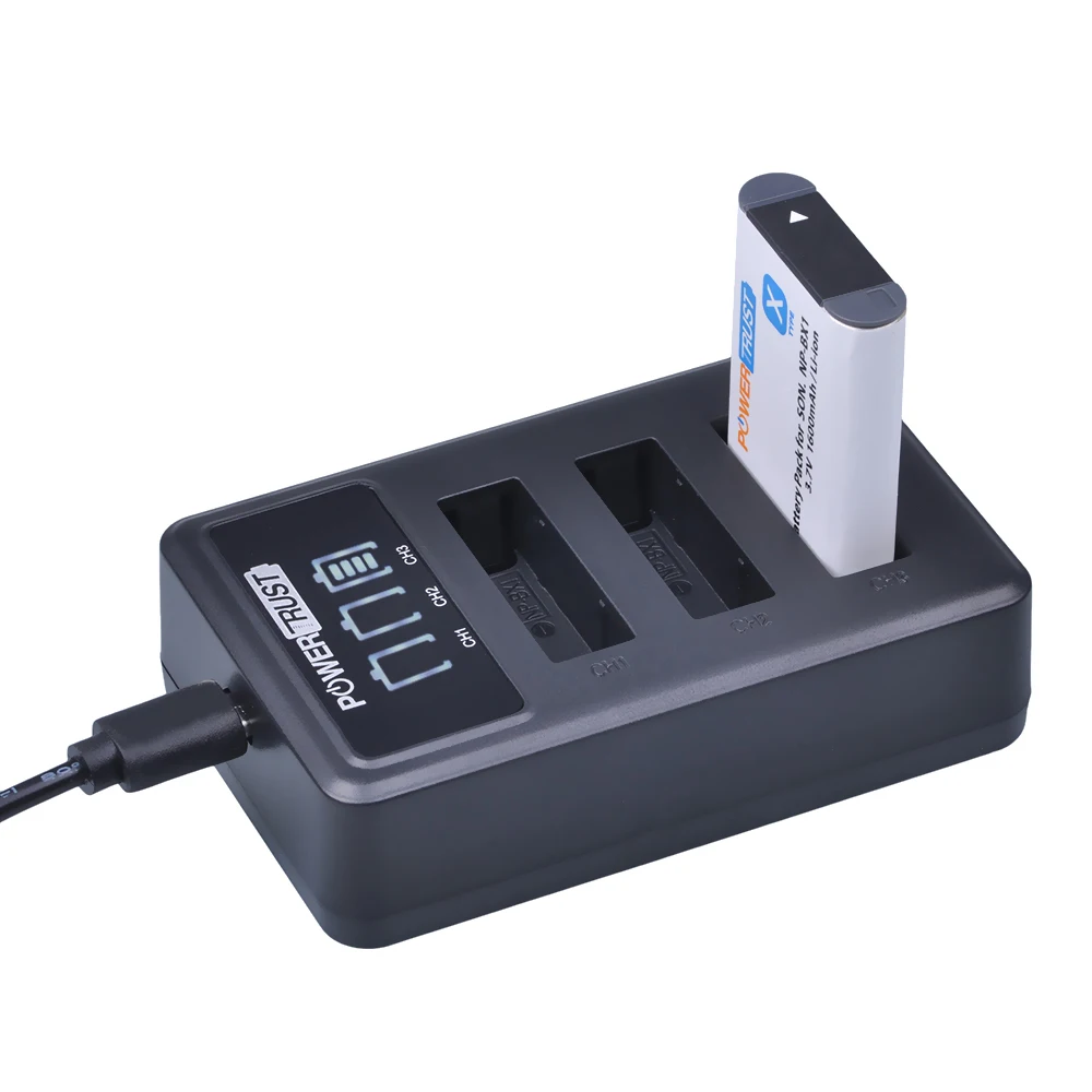 PowerTrust USB зарядное устройство светодиодный аккумулятор NPBX1 с 3 слотами для Sony DSC RX1