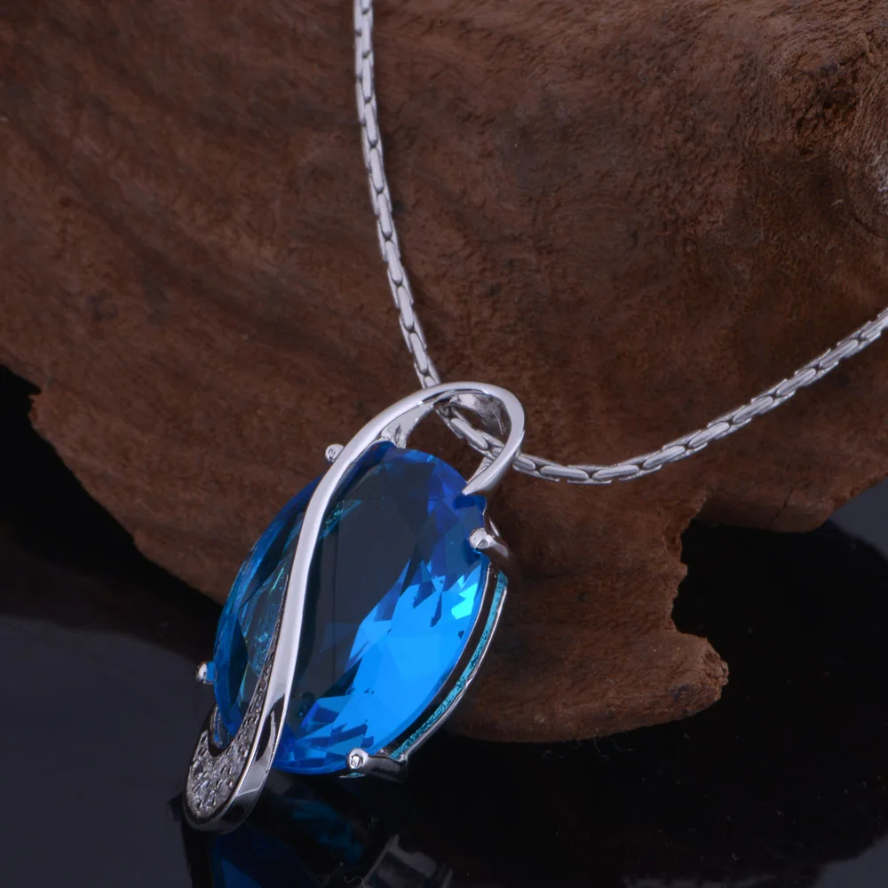 Новый хит продаж набор украшений для женщин хорошее покрытие Голубой Кристалл