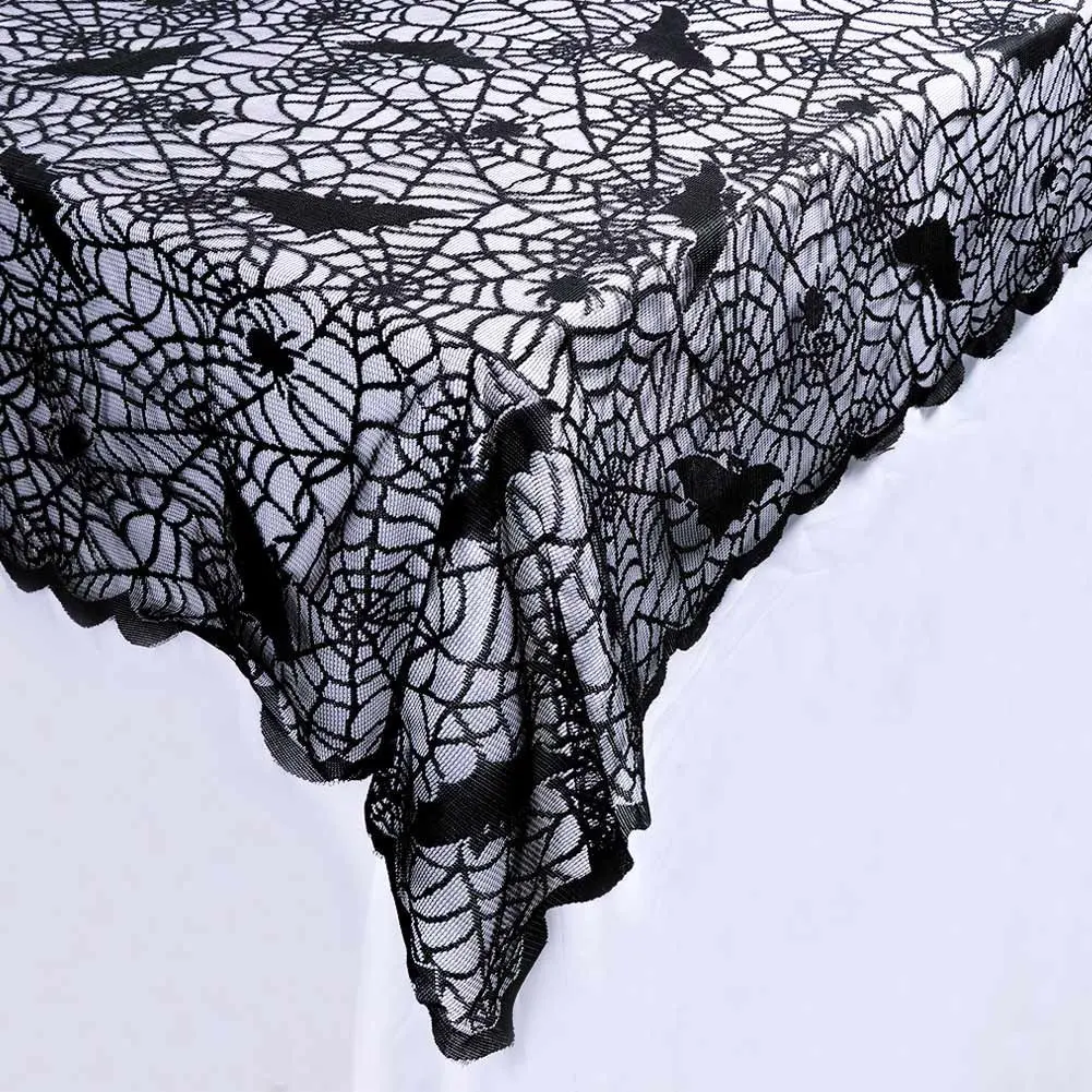 

Faroot Black Lace Spiderweb Halloween Party Tablecloth Table Cover Decoration