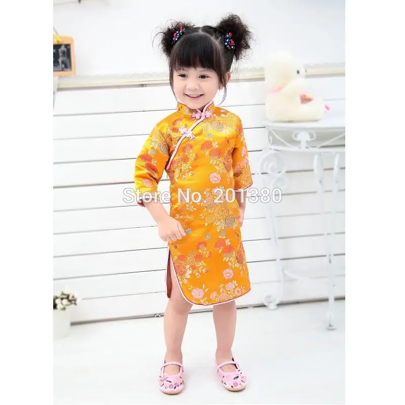 Золотое летнее платье для девочек модная детская одежда традиционное китайское