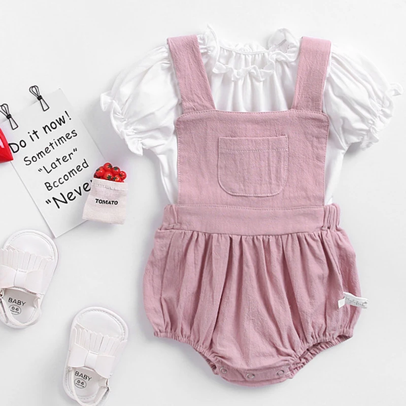 Одежда для маленьких девочек комбинезон на бретельках + Футболка с