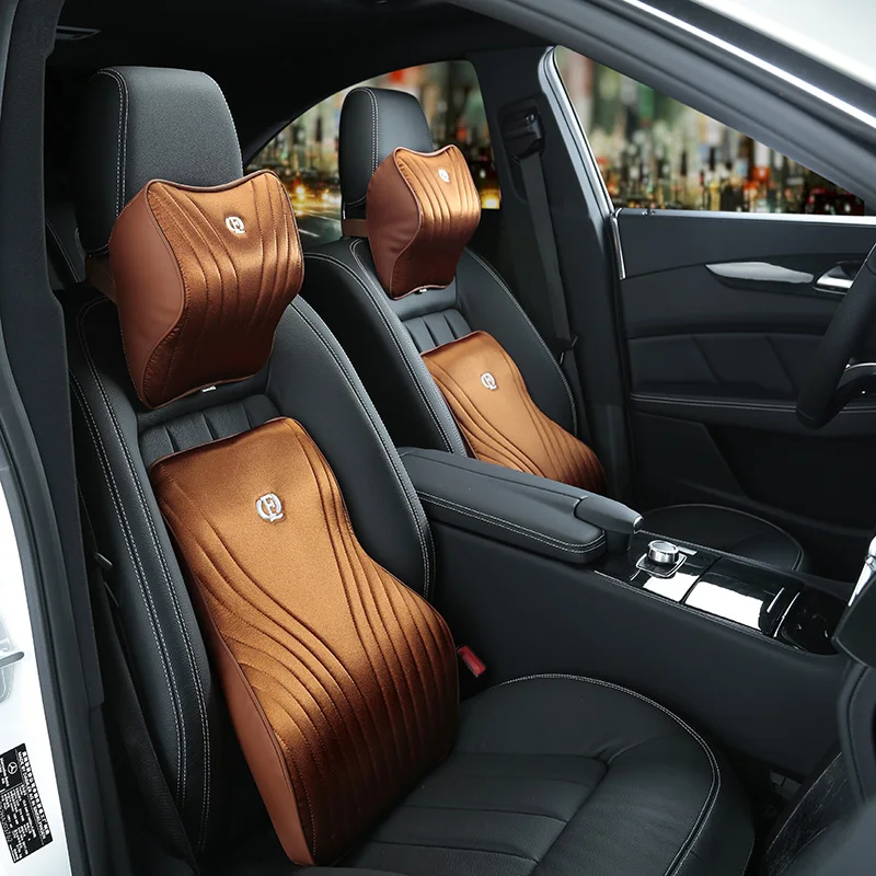 Роскошный искусственный Шелковый подголовник для автомобиля подушка отдыха на