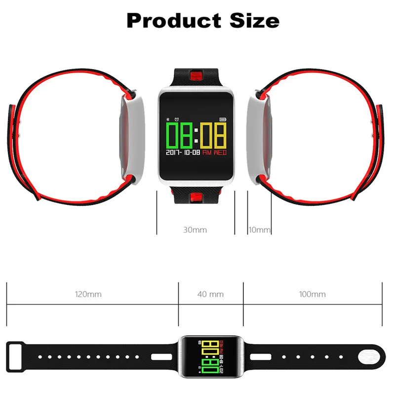 2018 TF1 Bluetooth 4.0 Smart Watch for iOS / Android Phones Nordic 52832 Chip IP68 Waterproof Heart Rate Blood Pressure | Электроника