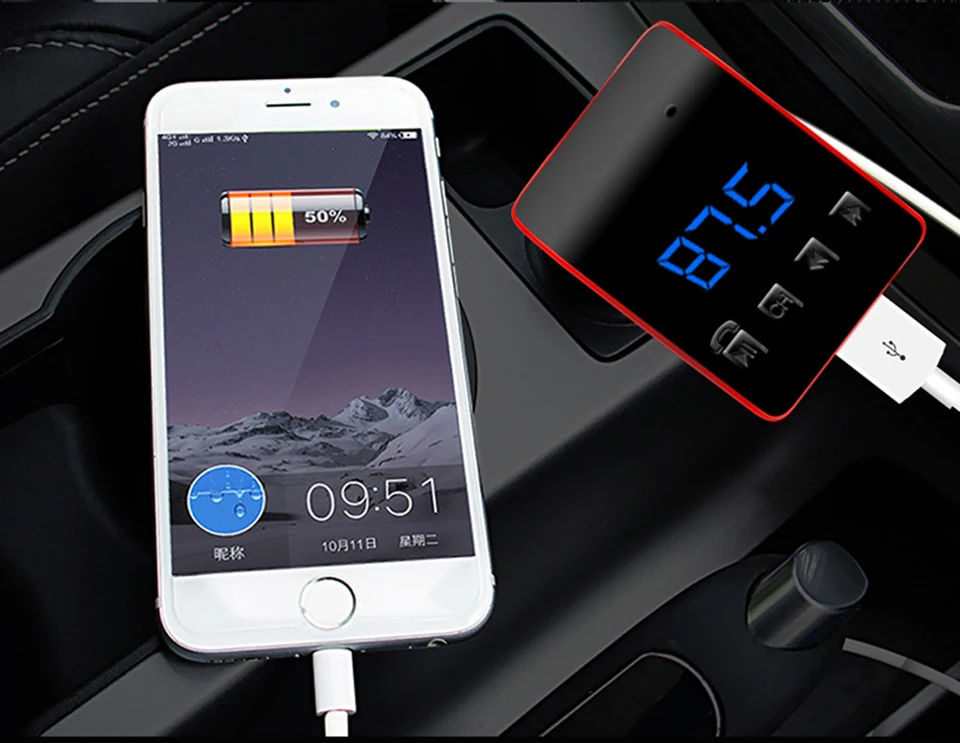 VJOYCAR fm-передатчик автомобильный радиоприемник комплекты Hands Free Bluetooth AUX модулятор Автомобильный комплект с 2 кабель передачи данных для быстрой зарядки и USB зарядное устройство