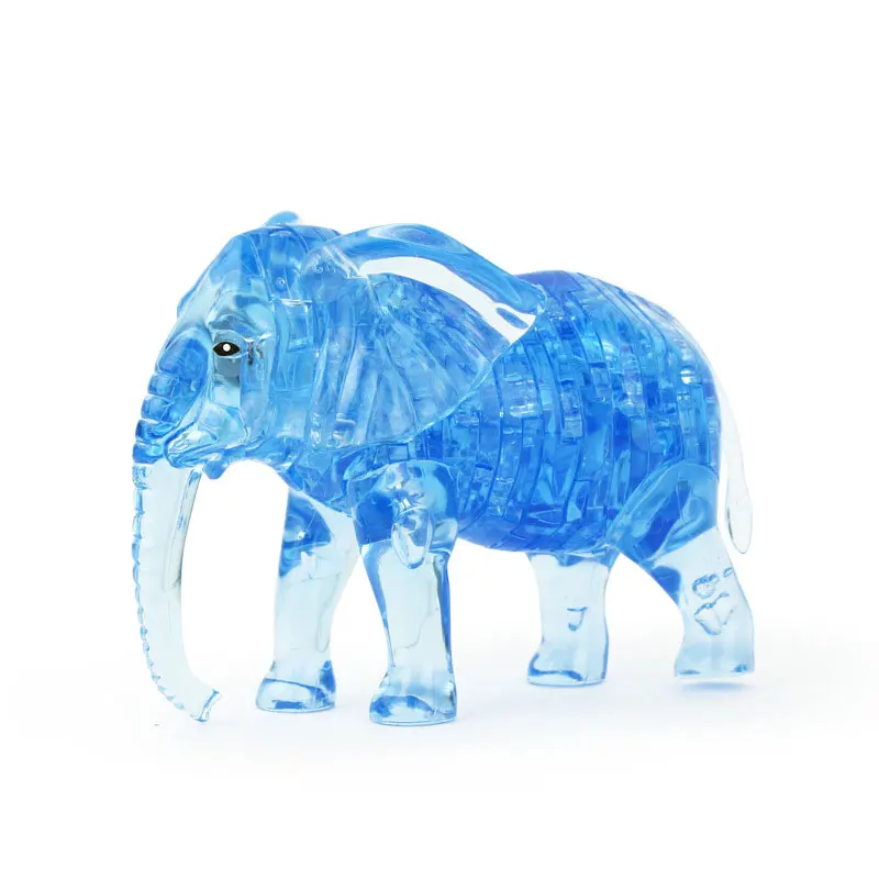 Blue 3D кристаллические головоломки слон дизайнер детей интеллектуальное развитие - Цвет: Blue