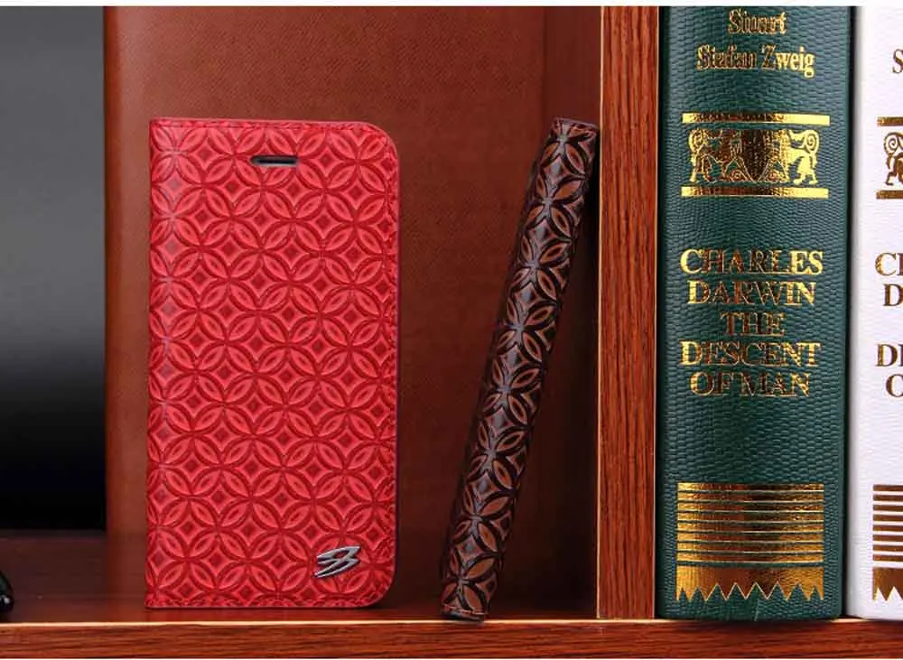 Красный Чехол FIERRE SHANN из воловьей кожи для iphone X, 6 S, 7, 8, первый слой из воловьей кожи, медный держатель для карт, для iphone 6, 7, 8 plus, сумка - Цвет: Красный
