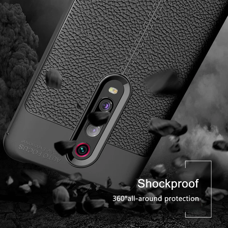 KEYSION Shockproof Case for Xiaomi Mi 9T Pro 9 SE K20 Soft TPU Ltchi Pattern Back Cover Redmi Note 7s Y3 |