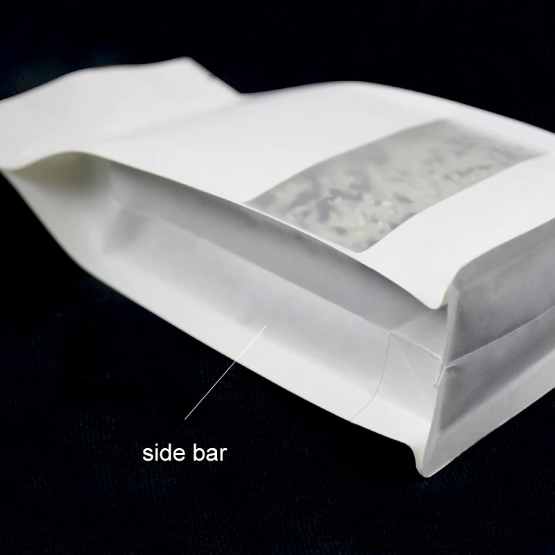 Матовый белый пластиковый пакет на молнии с окошком для еды чая печенья упаковка
