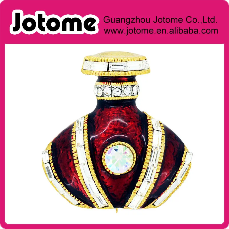 Эмалированный красный флакон с ароматом булавка модная брошь 1 375x1 375 дюйма |