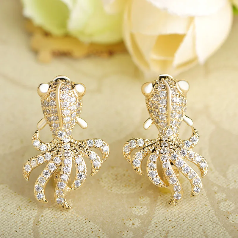 Женские и женские серьги-пусеты MECHOSEN каваи маленькие серьги-Осьминог с блестящим