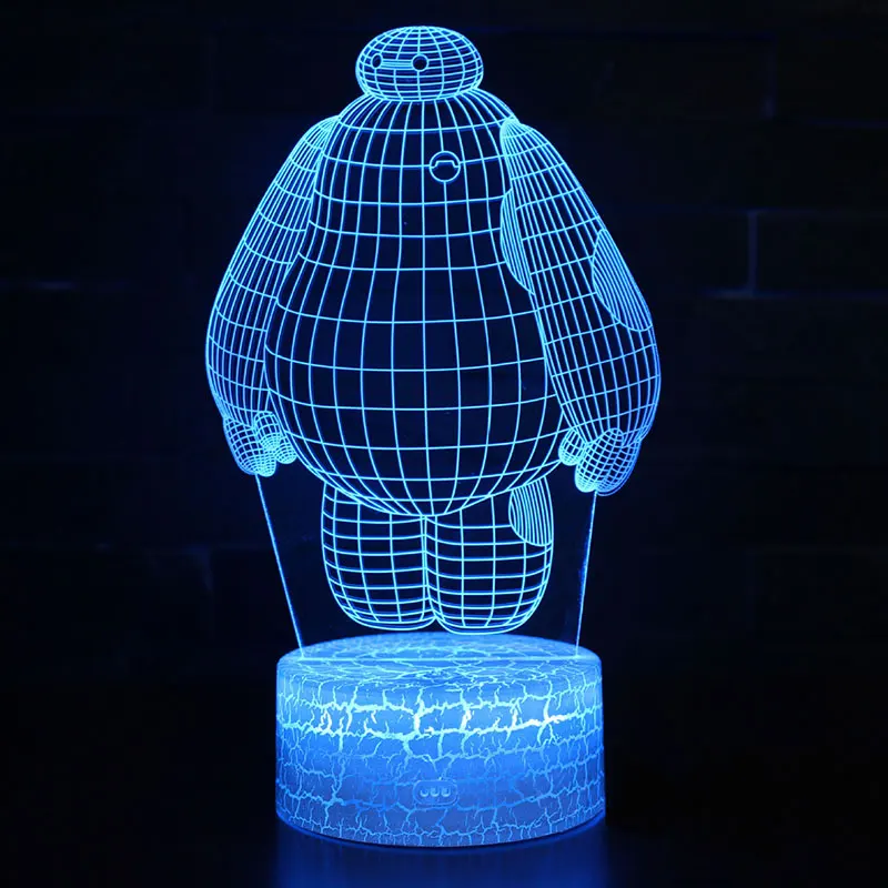 Baymax тема 3D лампа светодиодный светильник ПА 7 цветов Изменение сенсорного