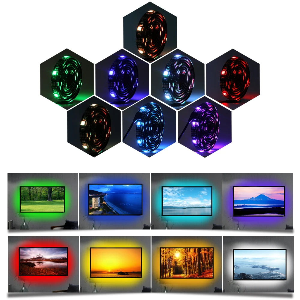 5 в RGB Светодиодная лента USB Bluetooth Водонепроницаемая SMD 5050 50 см м PC В светильник Rgb