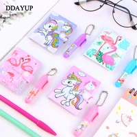 1 set cute unicorn flamingo memo pad ball pen sticky notes memo notepad notebooks gift kawaii stationery