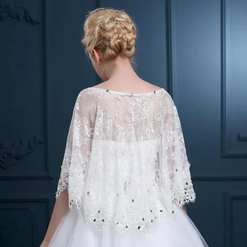 Женское кружевное болеро JaneVini белое свадебное пальто с аппликацией украшенное