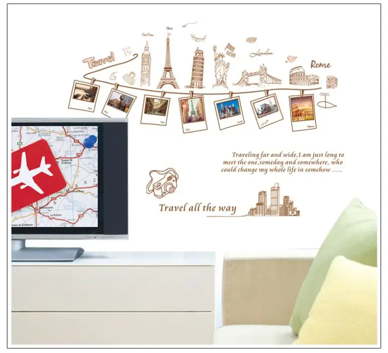 DIY To travel around the world Home Decoration Removable Wall Paper torre eiffel Decals ZYPB-9011 | Дом и сад