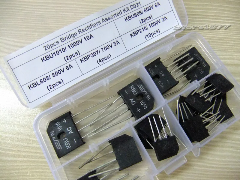 Мостовые выпрямители KBP210/KBP307/KBU606/KBU1010/KBL608 в ассортименте набор D021 20 шт.|kit kits|kit 10kit d