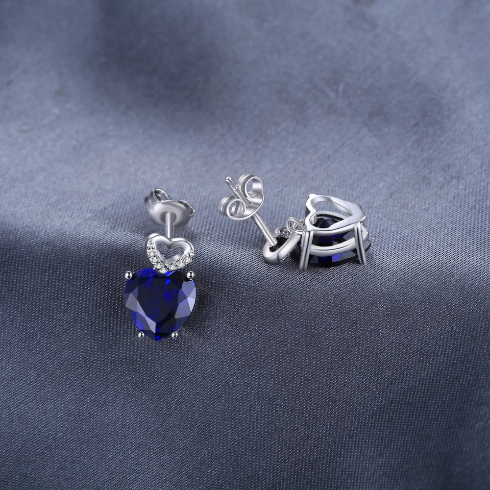 Jewelrypalace сердце любовь 7.27ct создан синий сапфир Серьги гвоздики Подвески талисманы