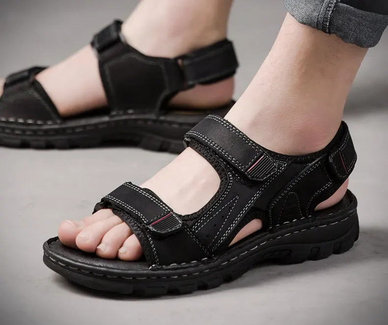 Мужская кожаная повседневная обувь дышащие амортизирующие пляжные мужские