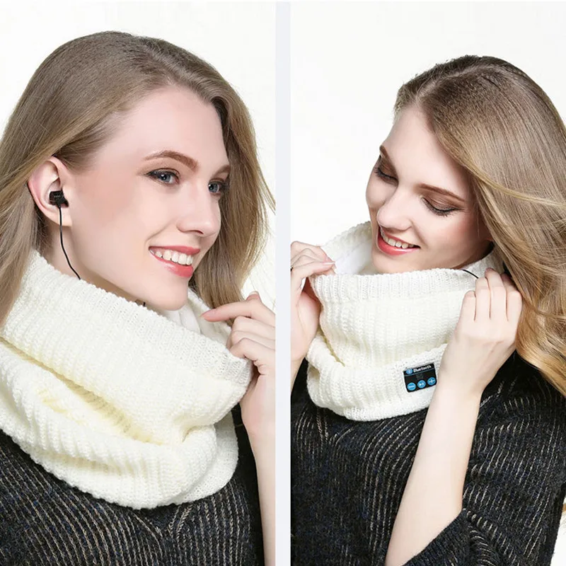 Беспроводная bluetooth гарнитура зимний мужской женский музыкальный вязаный шарф