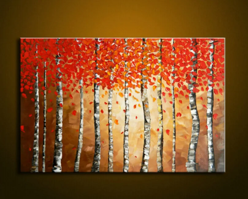 

modern Oil Painting handpainted Large Handpainted red Tree Wall Art Wall Pictures For Living Room Home Decor