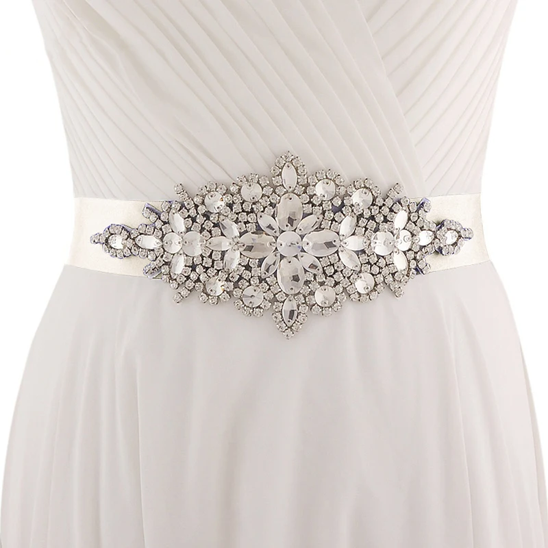 

AYiCuthia Crystals Beaded Satin Wedding Belt Rhinestone Ribbon Bridal Belt Cheap Wedding Accessories Cinturon Novi Y1