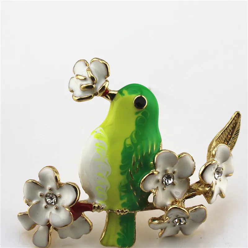 2019 Free shipping Plant bird petals branch Europe United States new temperament brooch coat drop glaze | Украшения и аксессуары