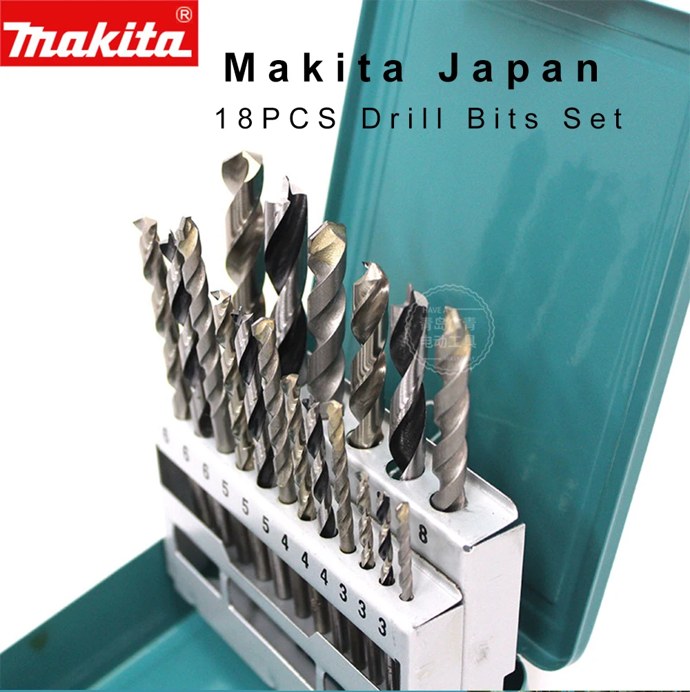 

Japan Makita 18PCS Drill Bits Set Impact Drill Part Twist Drill Hand drill Accessories for wood woeking metal stone