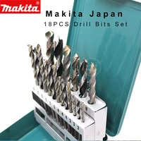 japan makita 18pcs drill bits set impact drill part twist drill hand drill accessories for wood woeking metal stone