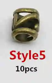 10pcs Style5 10 шт./упак. бронза разных 10 видов стилей, подвязанные лентой, с объемной волной, дредлоки, для увеличения объема, бусины кольца трубки около 4,8-5,8 мм отверстие для Аксессуары для волос - Цвет: 10pcs Style5