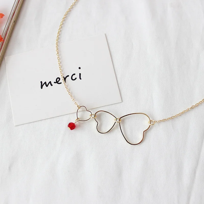 XZP романтическое сердце к сердцу серьги с красными Кристаллами Ожерелье Набор