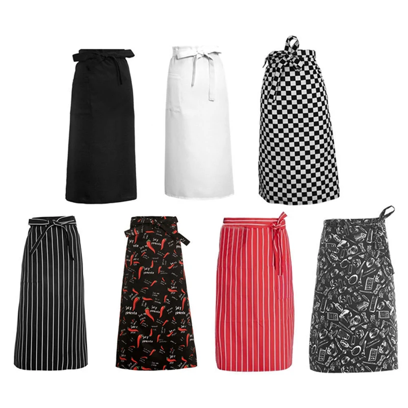 

1 Pcs Kitchen Cooking Apron Work Dining Half-length Long Waist Apron Catering Chefs Waiters Uniform Essential Household Supplies