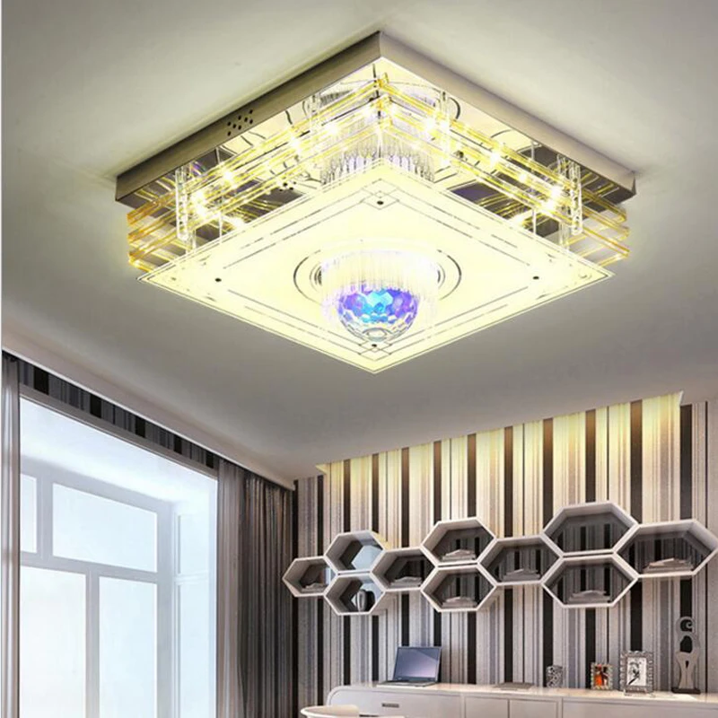 Хрустальная лампа для гостиной прямоугольная потолочная зала светодиодное