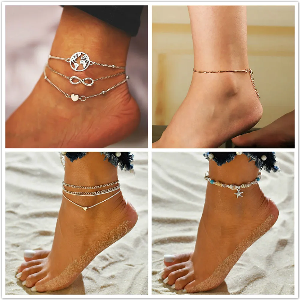 Женские ножные браслеты с подвеской в виде морской звезды новые на ногу камнями и