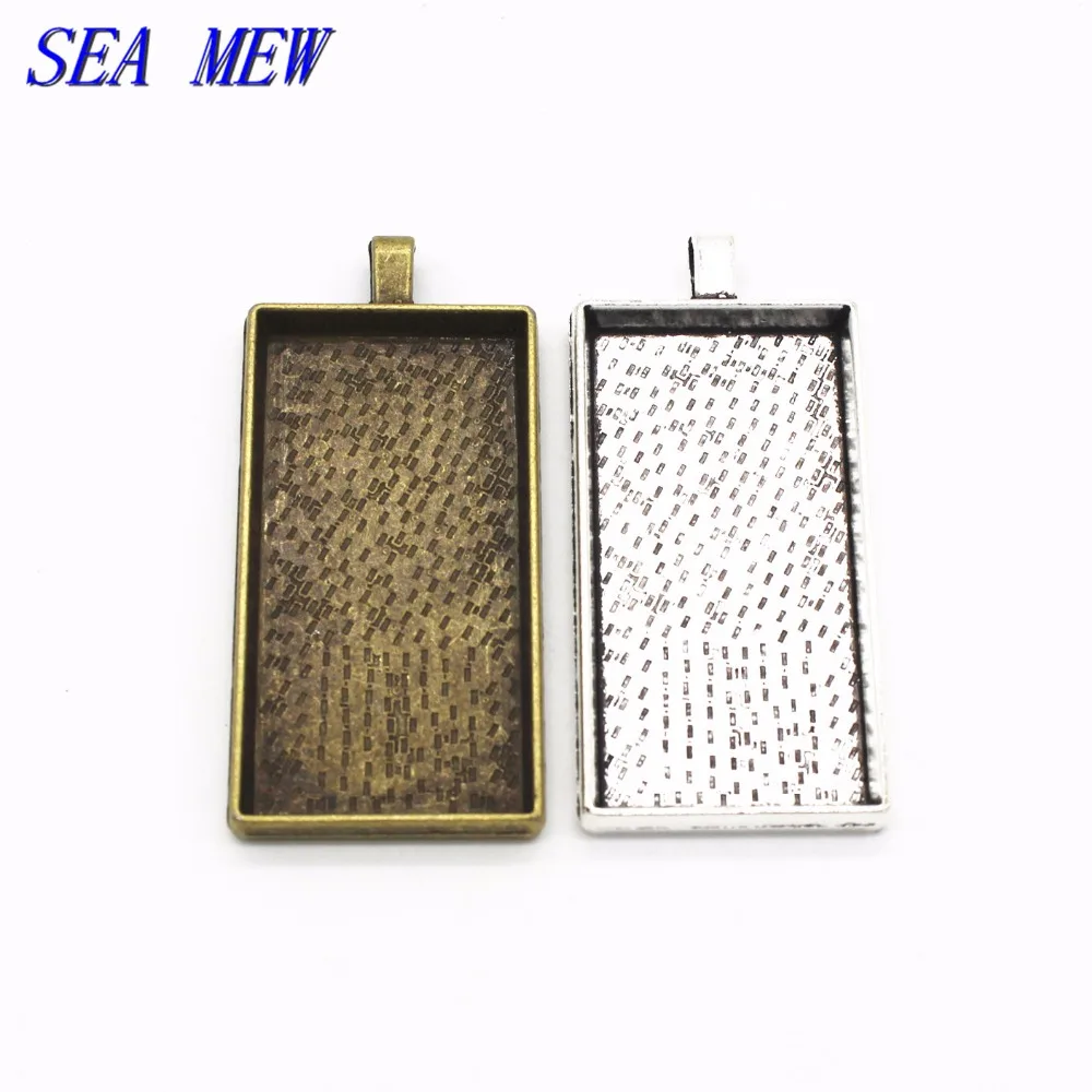 

20 PCS To Fit 48*24MM Rectangle Cabochon Antique Bronze Silver Color Vintage Alloy Pendant Tray DIY Jewelry Settings