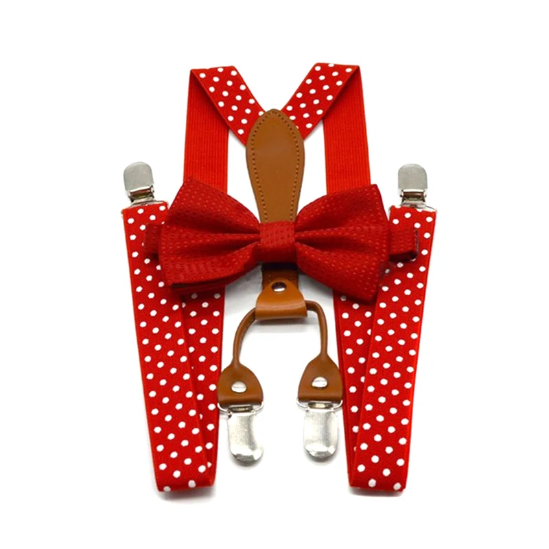 Men Women Polka Dot Tie Suspenders 4 Clips Leather Suspensorio Braces FDC99 | Аксессуары для одежды