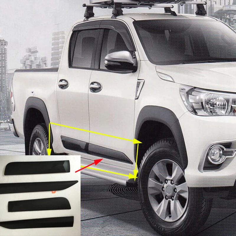 

2016 For Hilux accessories ABS injection black side molding body kits trim for toyota hilux revo 2015 2017 styling molding