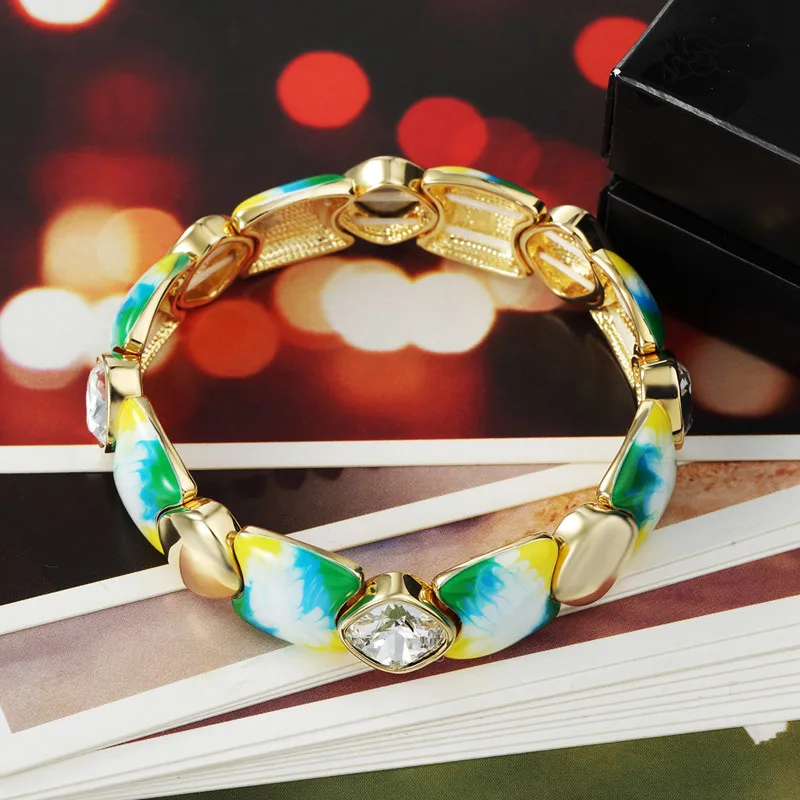 Neoglory хрустальный светильник цвет желтое золото лак модные браслеты и для женщин