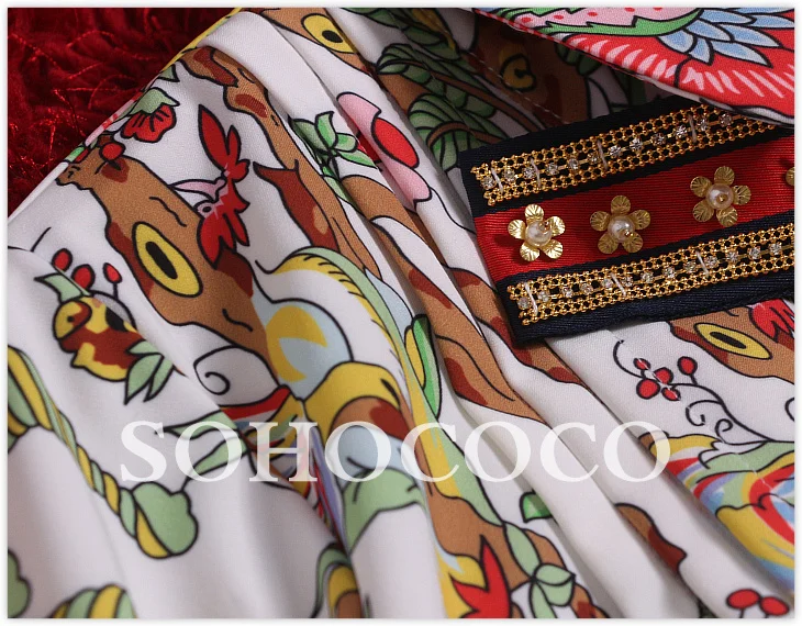 New Arrival 2017 Woman Autumn Dress Beautiful Colors Print Straight Square Collar Clothes Full Sleeve Cotton Mid Calf |