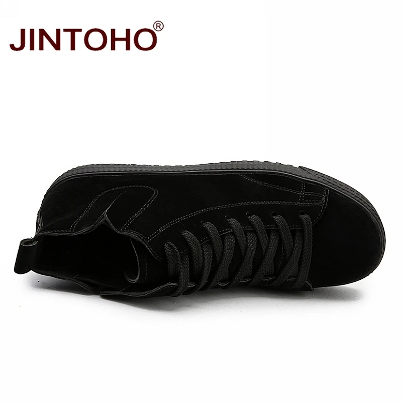 Зимняя мужская обувь JINTOHO модные коричневые кожаные ботинки для мужчин