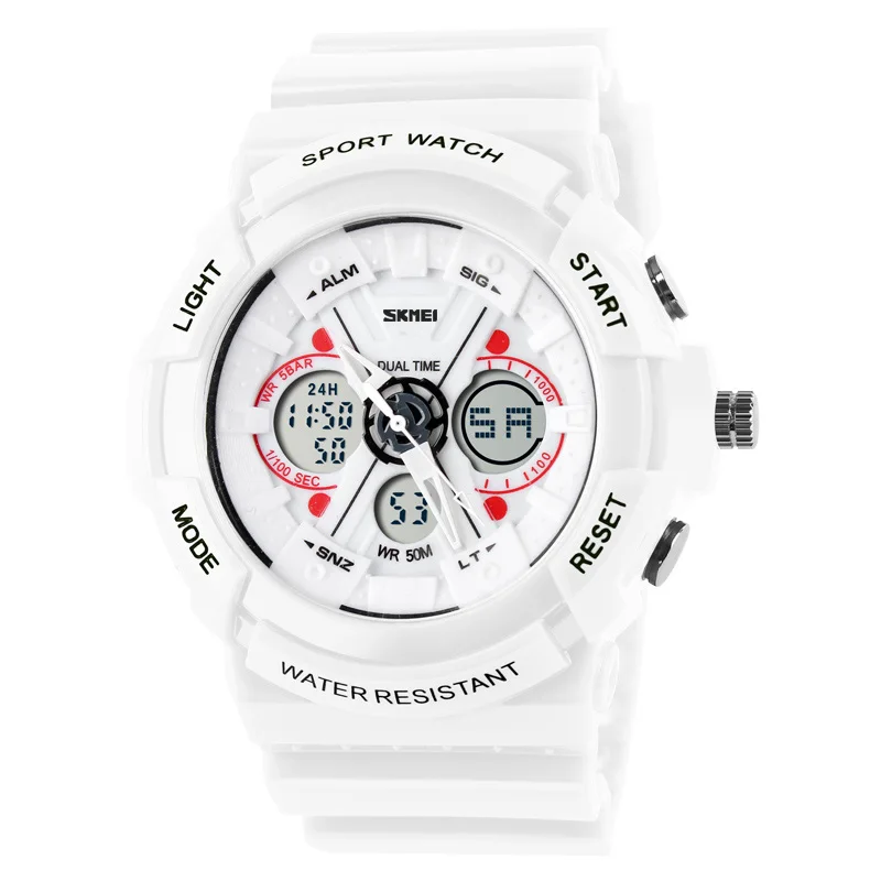 white New S Shock Watch Skmei Electronic Led Digital Watches Men Army Military Wristwatches Male Boys Waterproof Sports Watches - Цвет: white