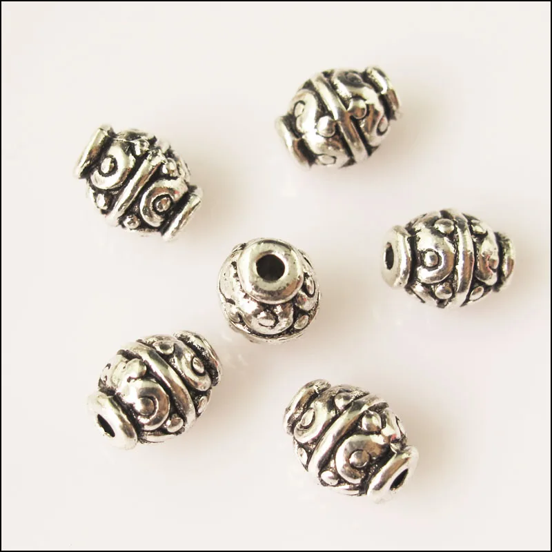 Новый 25 шт. Тибетский серебристый цвет Овальный ствола трубы Spacer Бусины