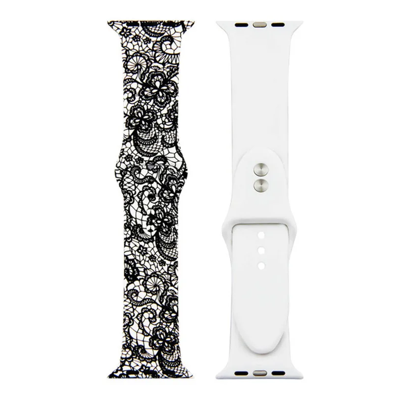 Ремешок для спортивных часов для Apple Watch Band 4 44 мм 40 мм цветочный цветок мягкий силиконовый браслет для iWatch Series 3 2 1 Band 42 мм 38 мм ремешок