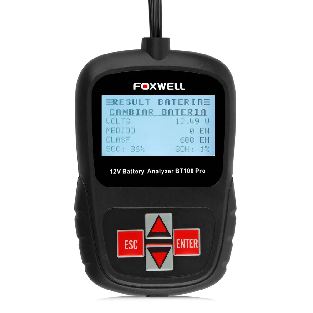 Цифровой тестер батареи FOXWELL BT100 Pro 12V автомобильный для затопленных AGM гелевых