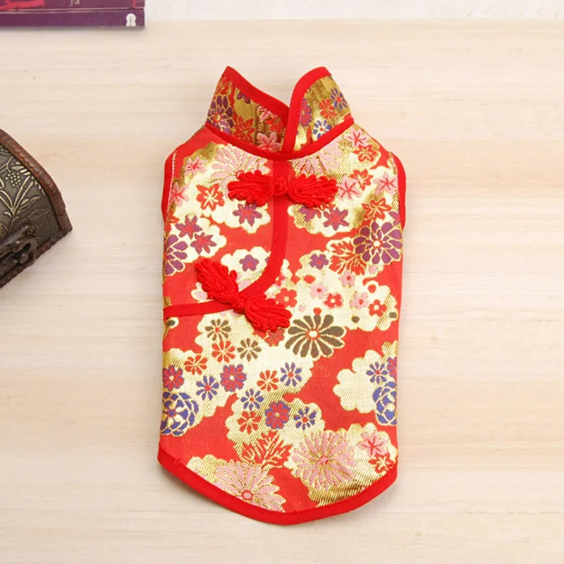 Китайское традиционное платье для собак на лето, одежда для собак, Cheongsam, платье для кошек, Тюлевое платье для собак для маленьких и средних собак